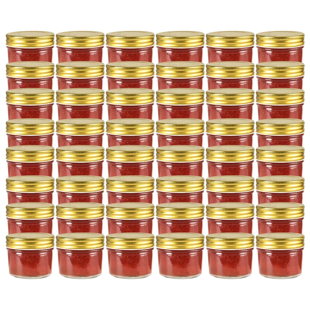 Glass Jam Jars with Gold Lid 48 pcs 110 ml