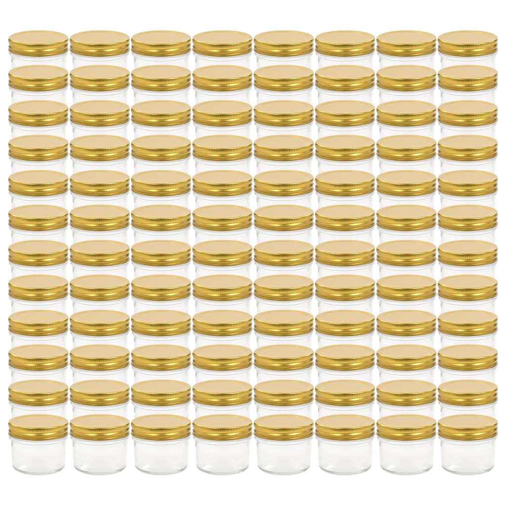 Glass Jam Jars with Gold Lid 96 pcs 110 ml