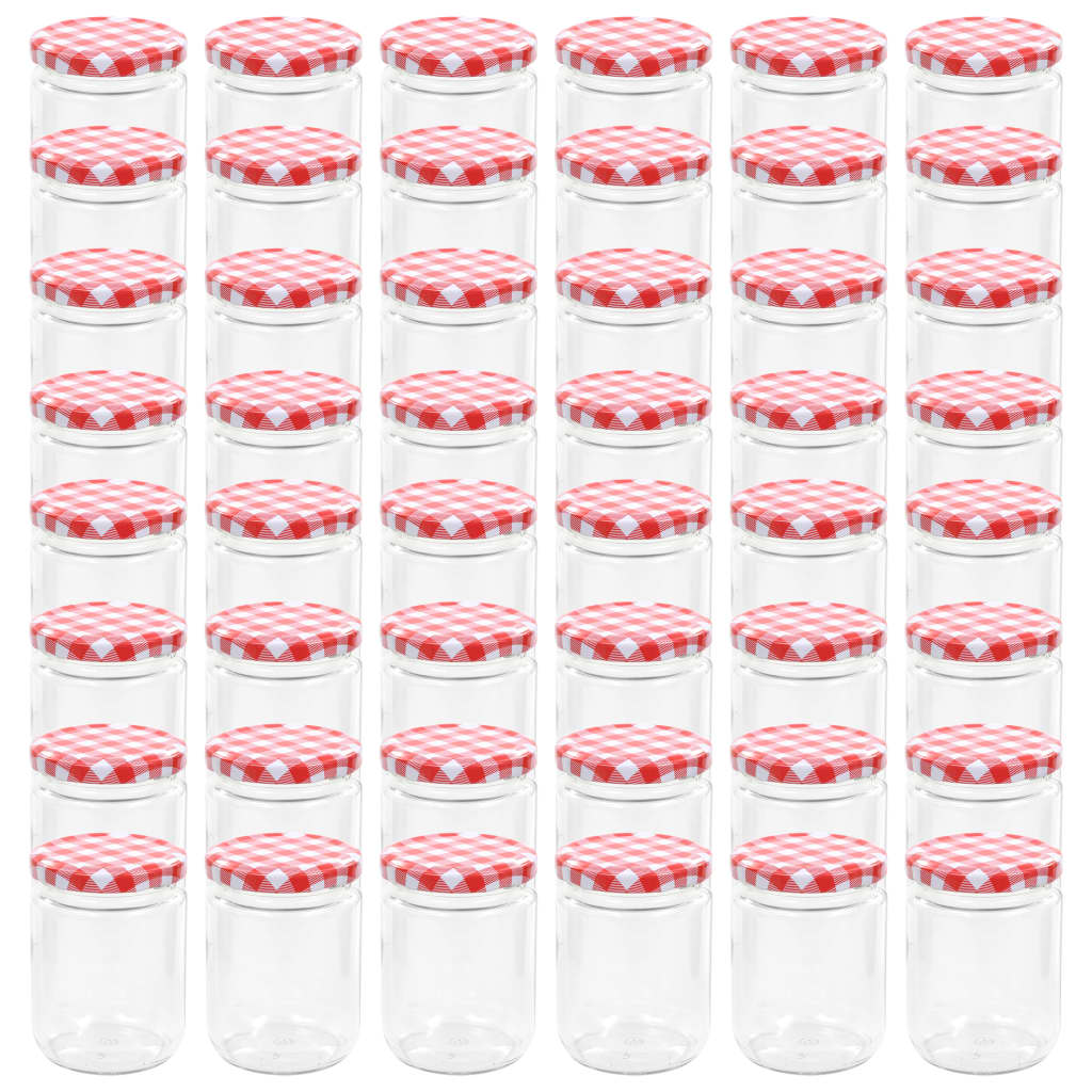 Glass Jam Jars with White and Red Lid 48 pcs 230 ml