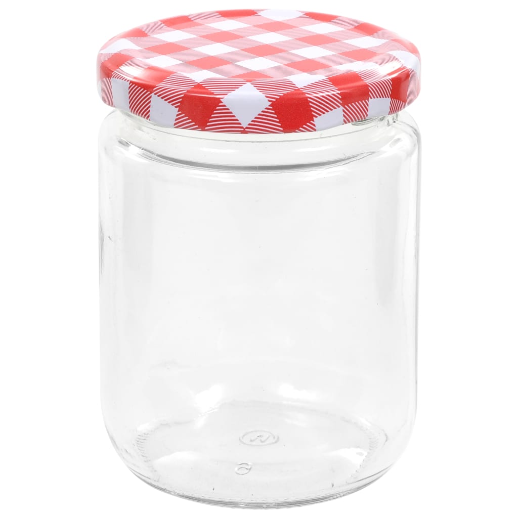 Glass Jam Jars with White and Red Lid 96 pcs 230 ml