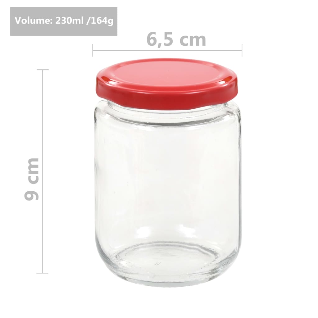 Glass Jam Jars with Red Lid 96 pcs 230 ml