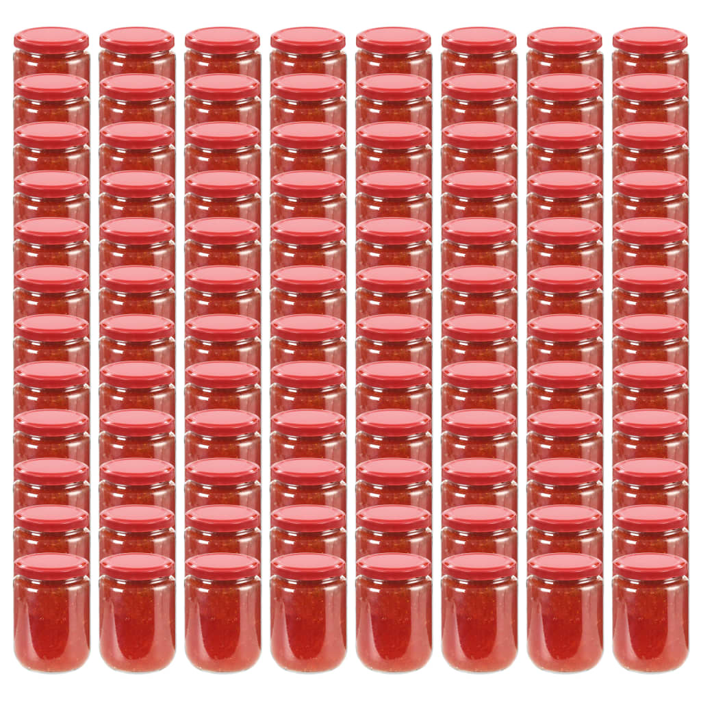 Glass Jam Jars with Red Lid 96 pcs 230 ml