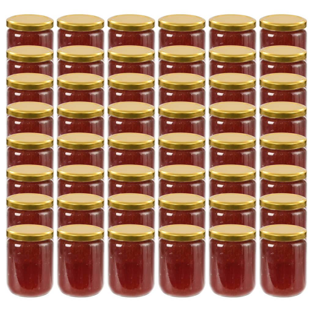 Glass Jam Jars with Gold Lid 48 pcs 230 ml