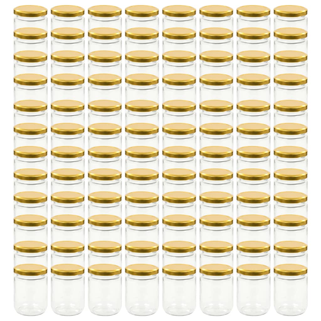 Glass Jam Jars with Gold Lid 96 pcs 230 ml
