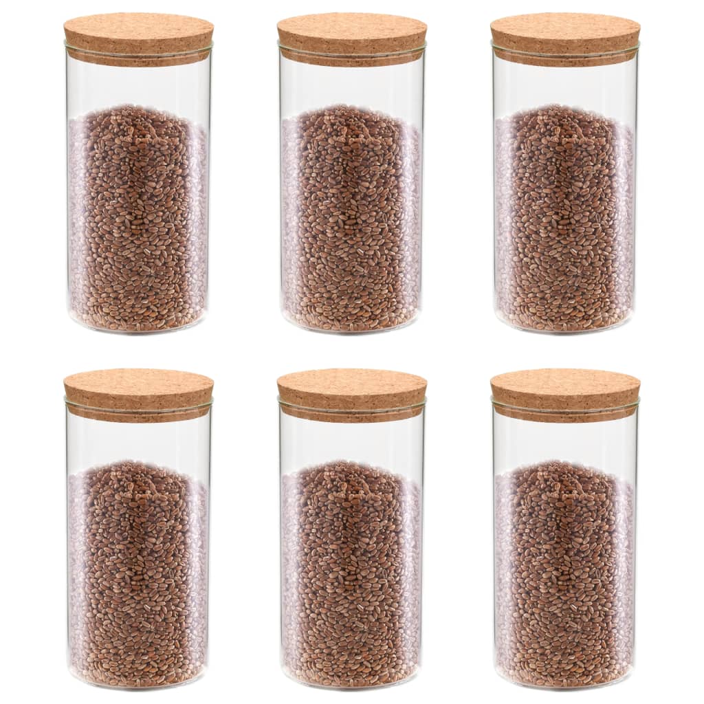 Storage Glass Jars with Cork Lid 6 pcs 1100 ml