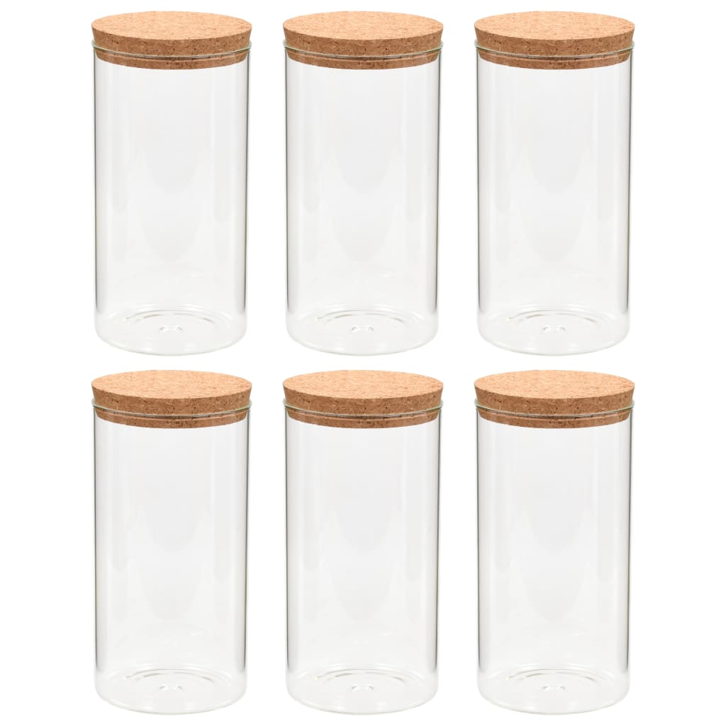 Storage Glass Jars with Cork Lid 6 pcs 1400 ml