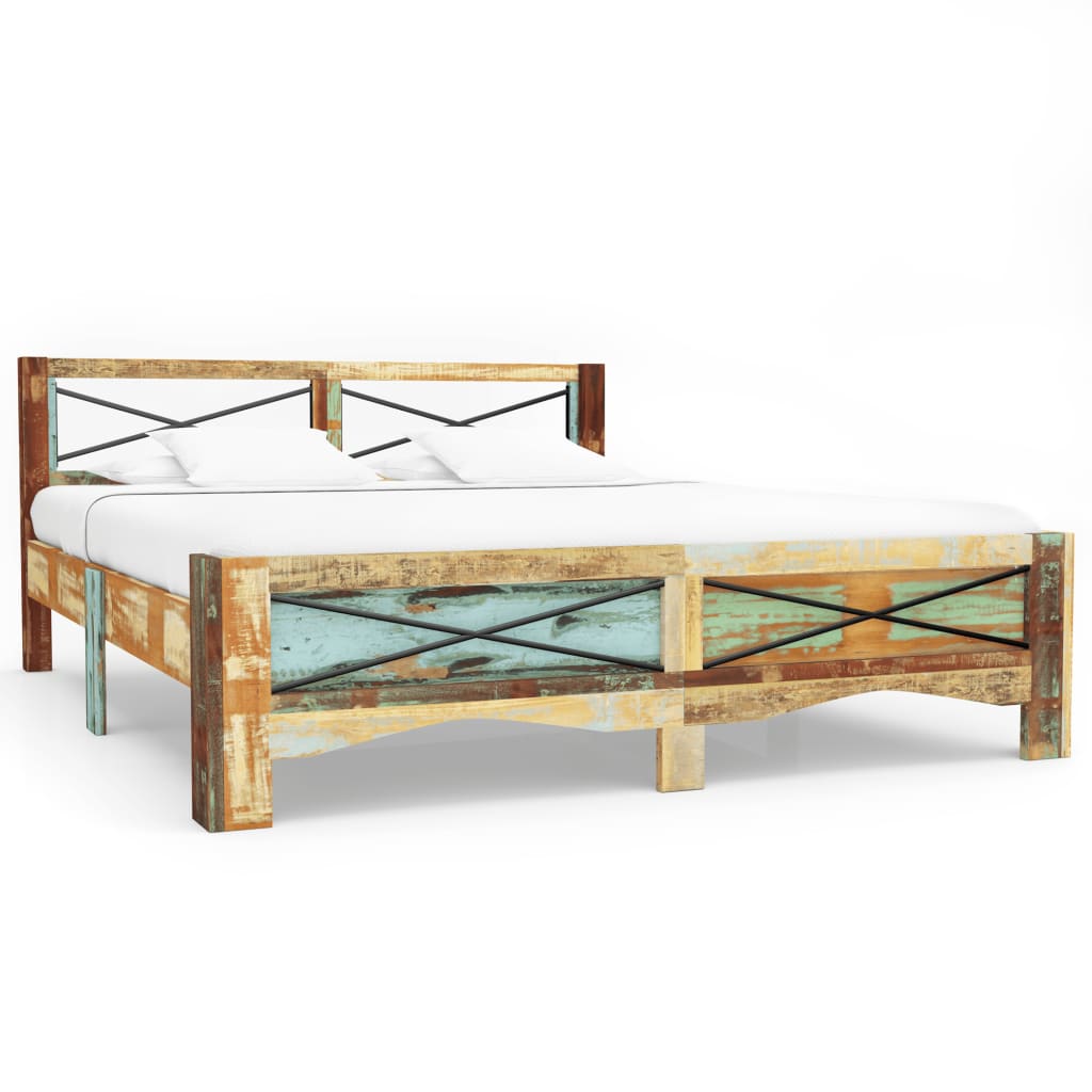 Bed Frame without Mattress Solid Reclaimed Wood 140x200 cm