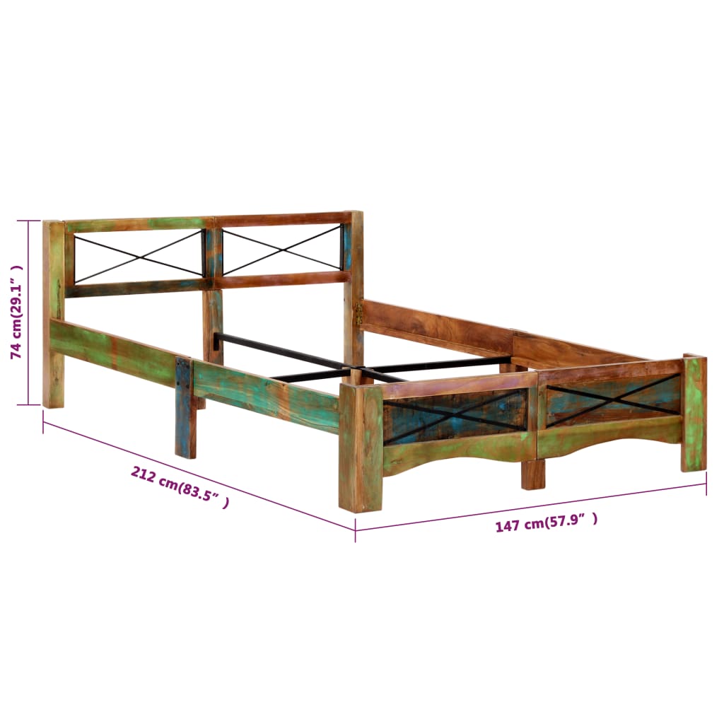 Bed Frame without Mattress Solid Reclaimed Wood 140x200 cm