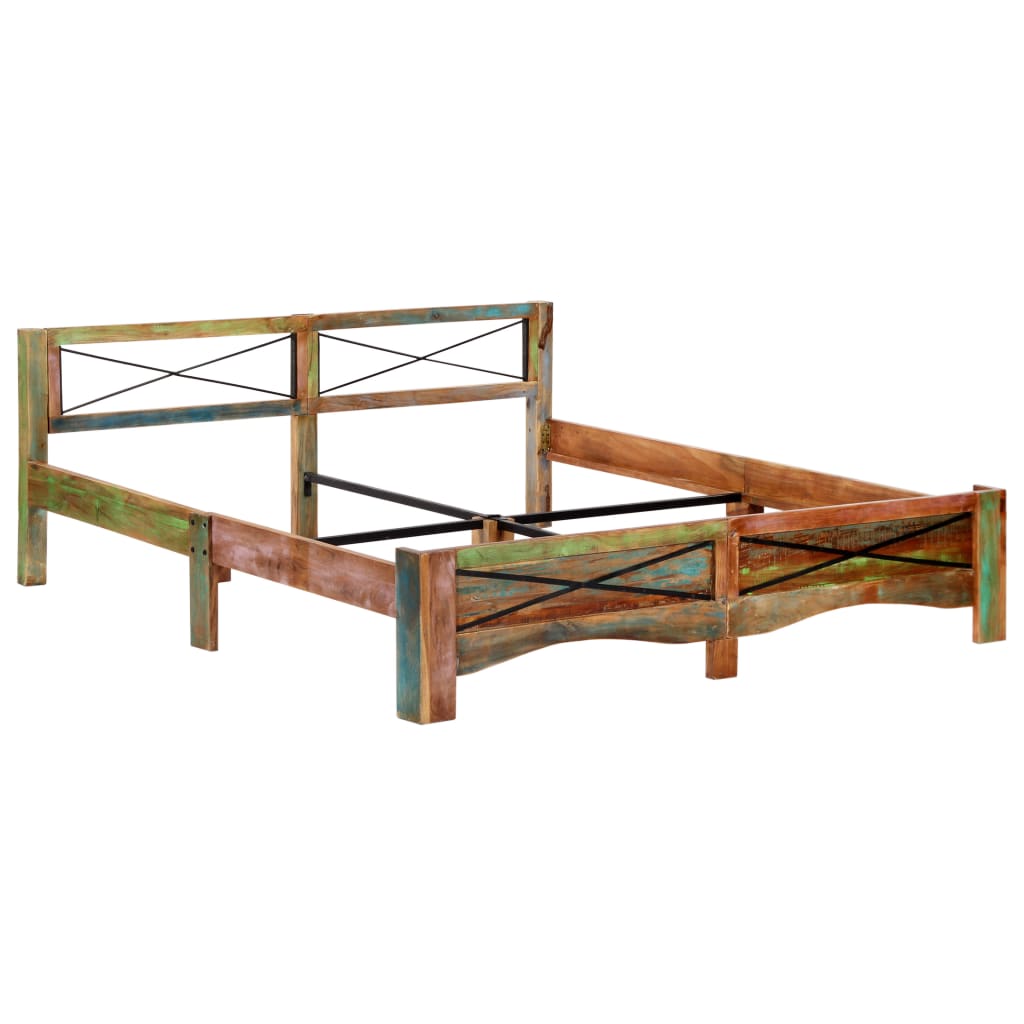 Bed Frame without Mattress Solid Reclaimed Wood 180x200 cm Super King
