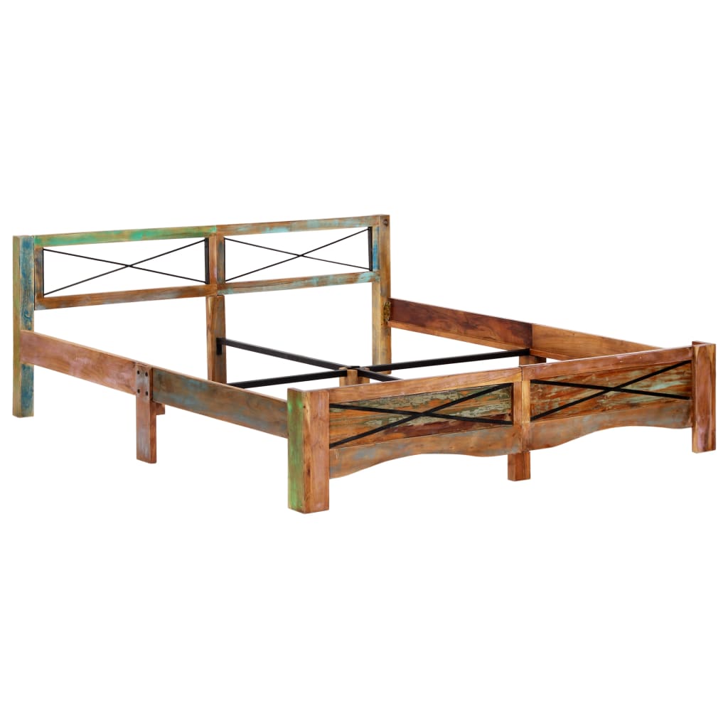 Bed Frame without Mattress Solid Reclaimed Wood 180x200 cm Super King