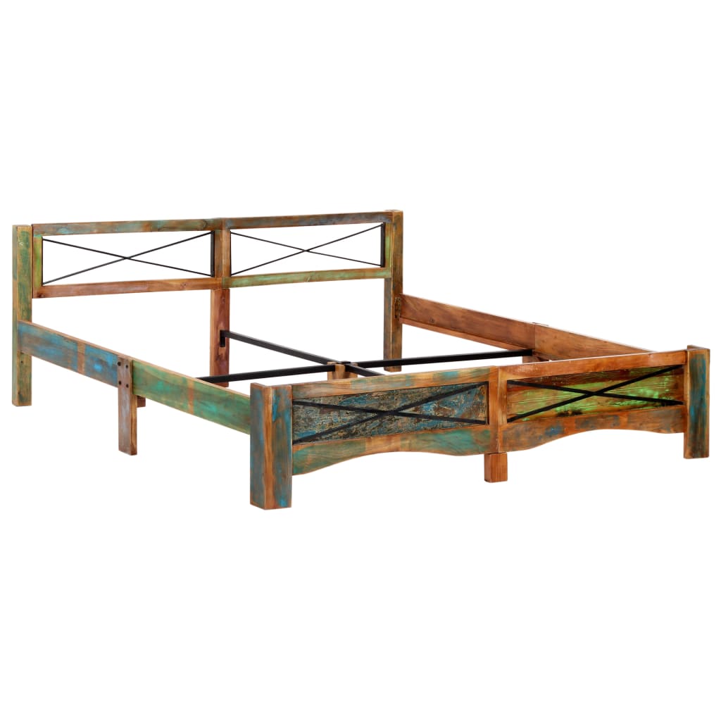 Bed Frame without Mattress Solid Reclaimed Wood 180x200 cm Super King