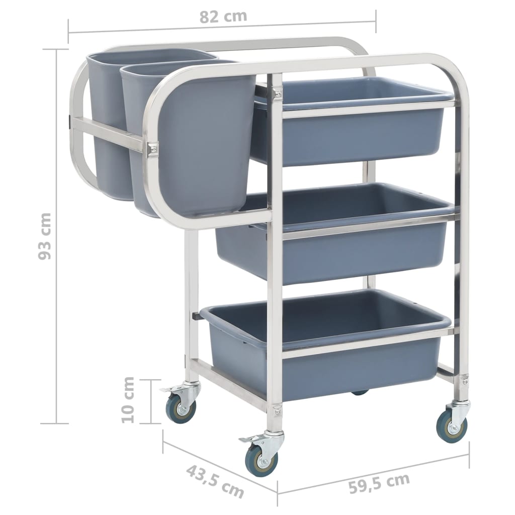 Kitchen Cart with Plastic Containers 82x43.5x92 cm