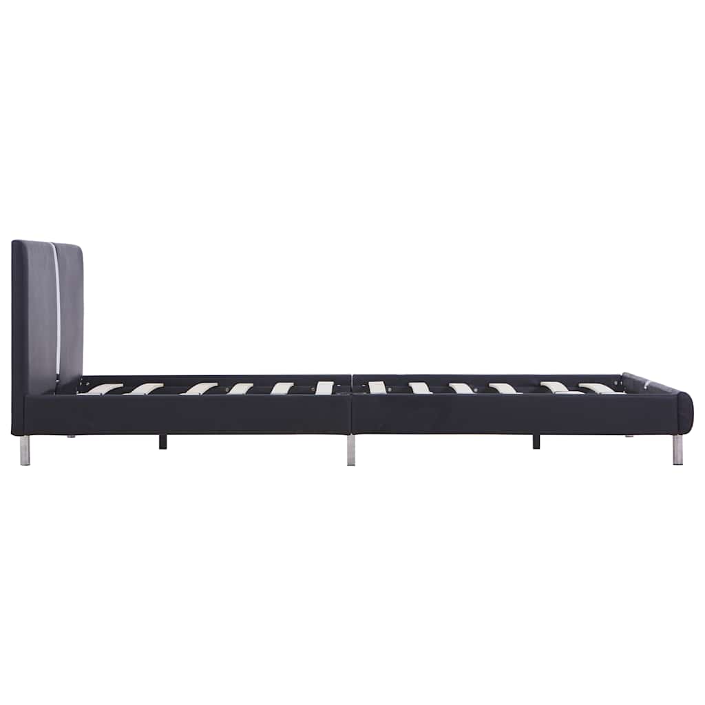 Bed Frame without Mattress Black Faux Leather 135x190 cm Double