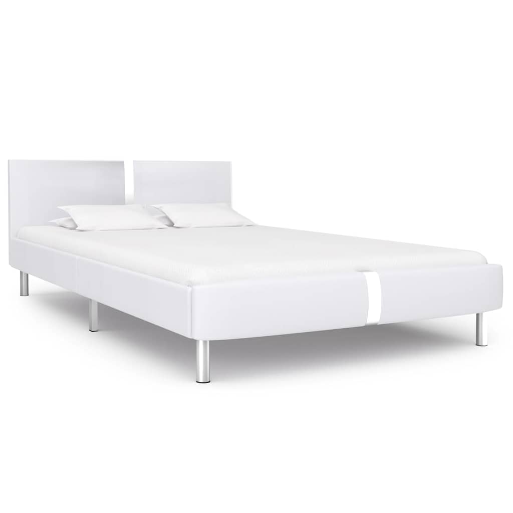 Bed Frame without Mattress White Faux Leather 135x190 cm Double