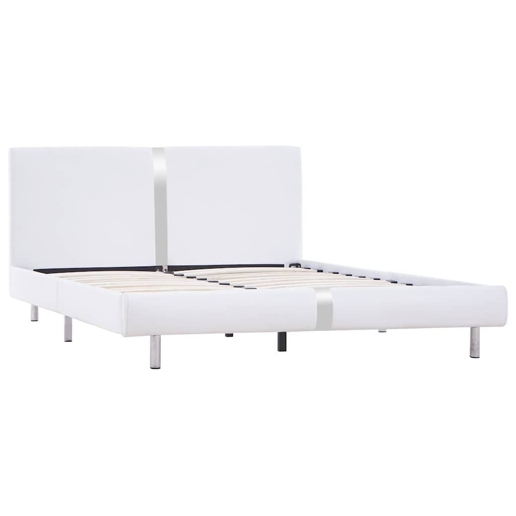 Bed Frame without Mattress White Faux Leather 135x190 cm Double
