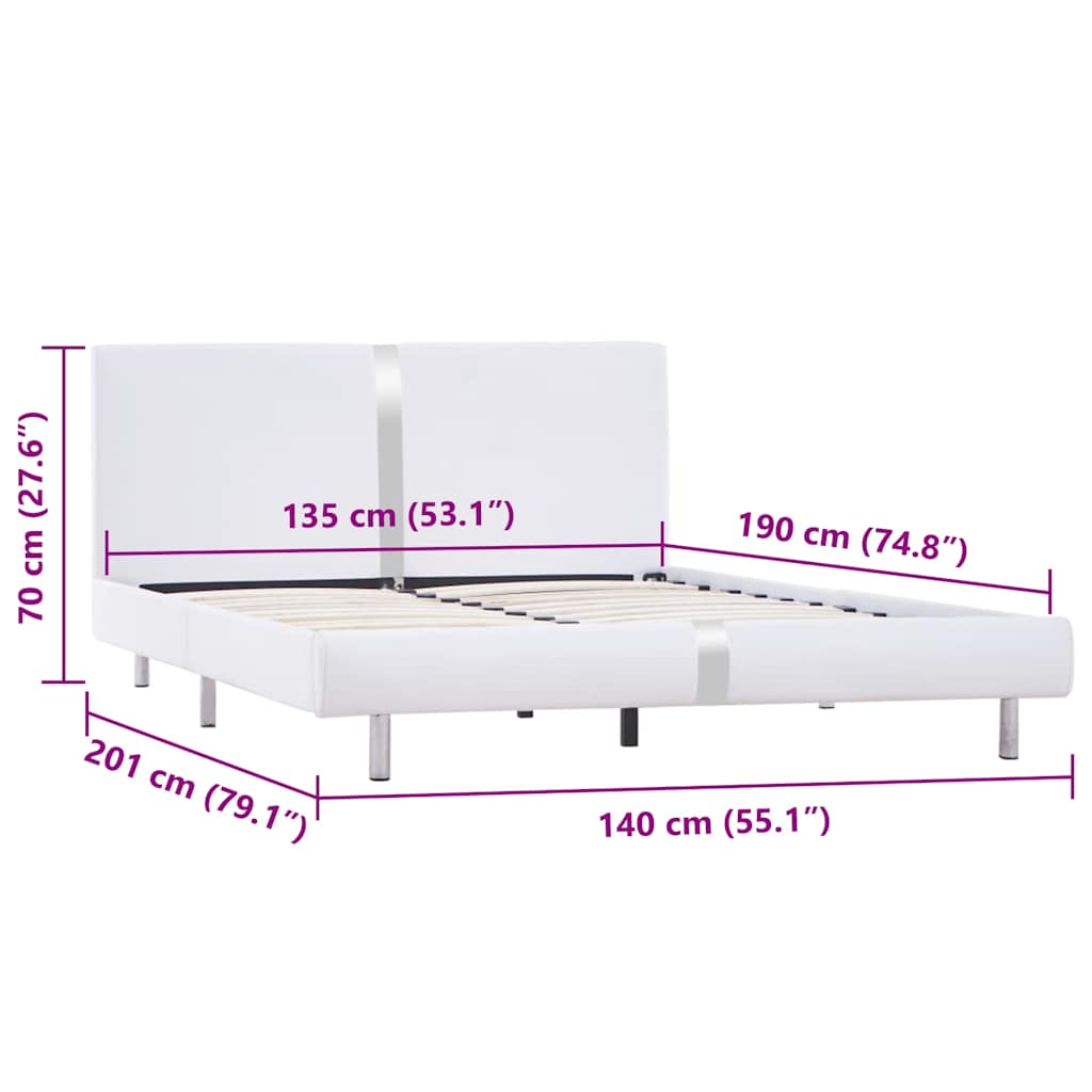 Bed Frame without Mattress White Faux Leather 135x190 cm Double