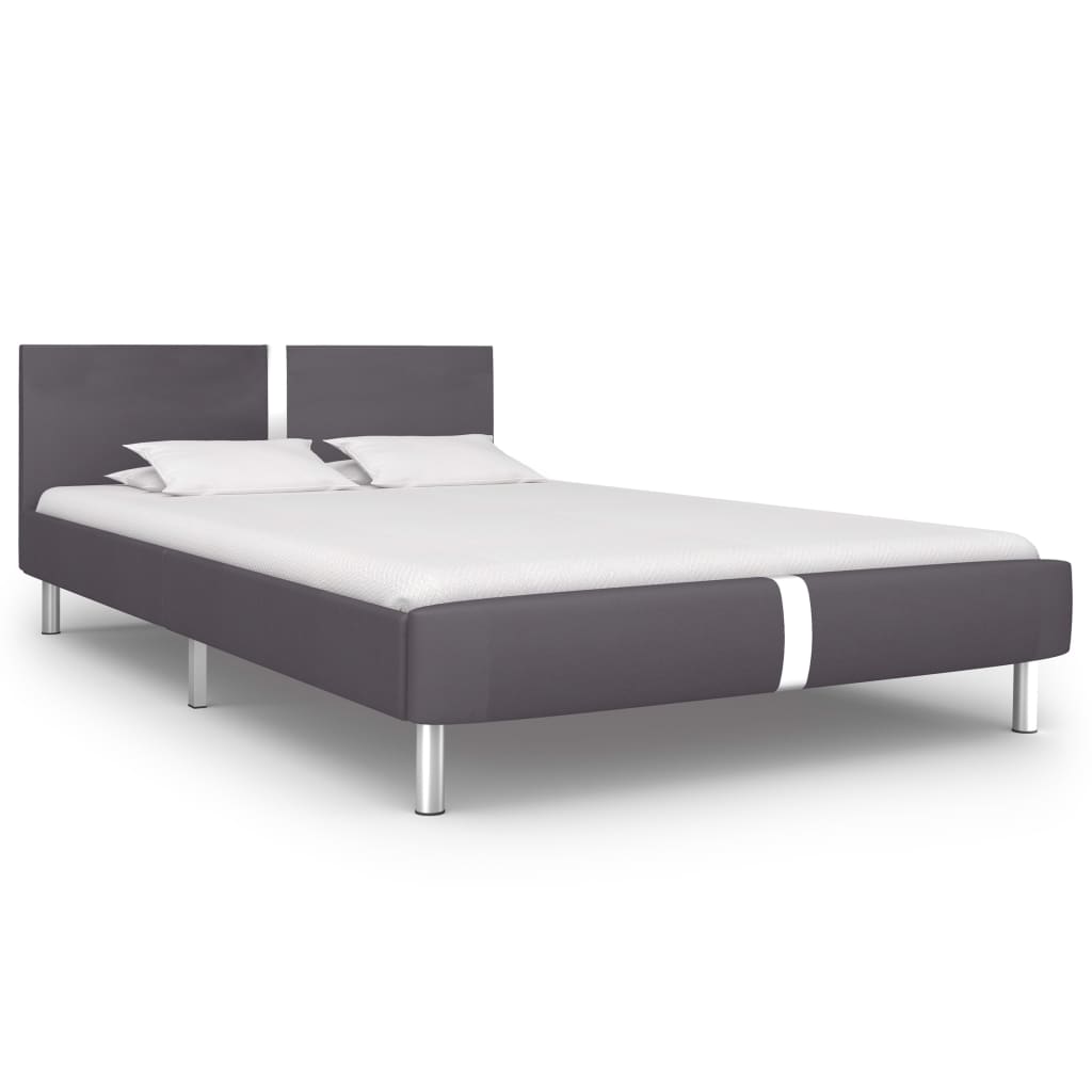 Bed Frame without Mattress Grey Faux Leather 135x190 cm Double