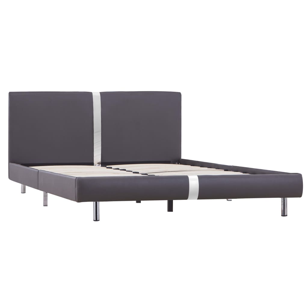 Bed Frame without Mattress Grey Faux Leather 135x190 cm Double