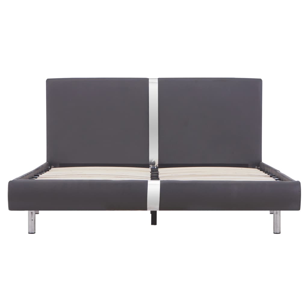 Bed Frame without Mattress Grey Faux Leather 135x190 cm Double