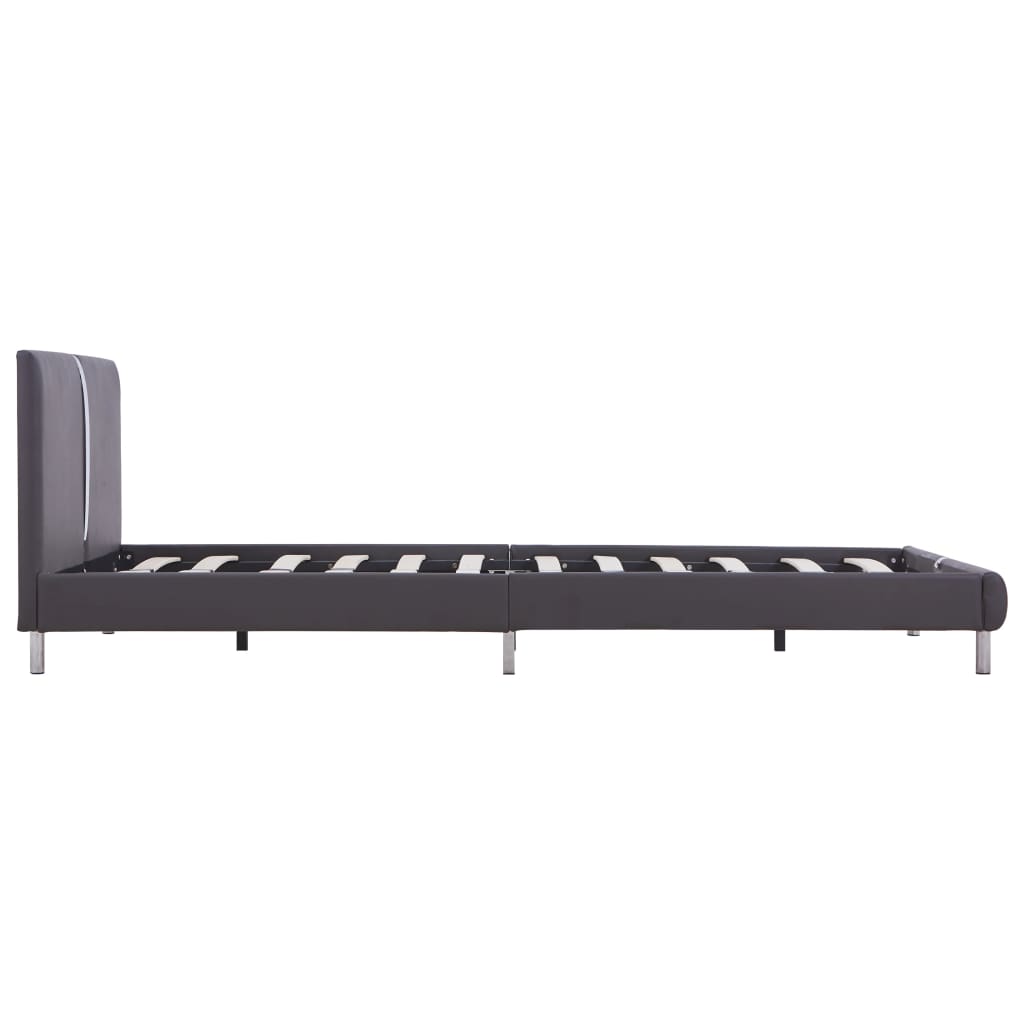 Bed Frame without Mattress Grey Faux Leather 135x190 cm Double