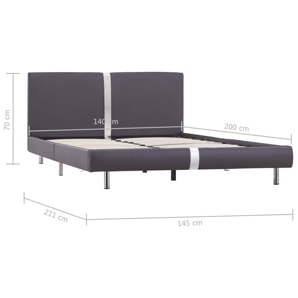Bed Frame without Mattress Grey Faux Leather 135x190 cm Double