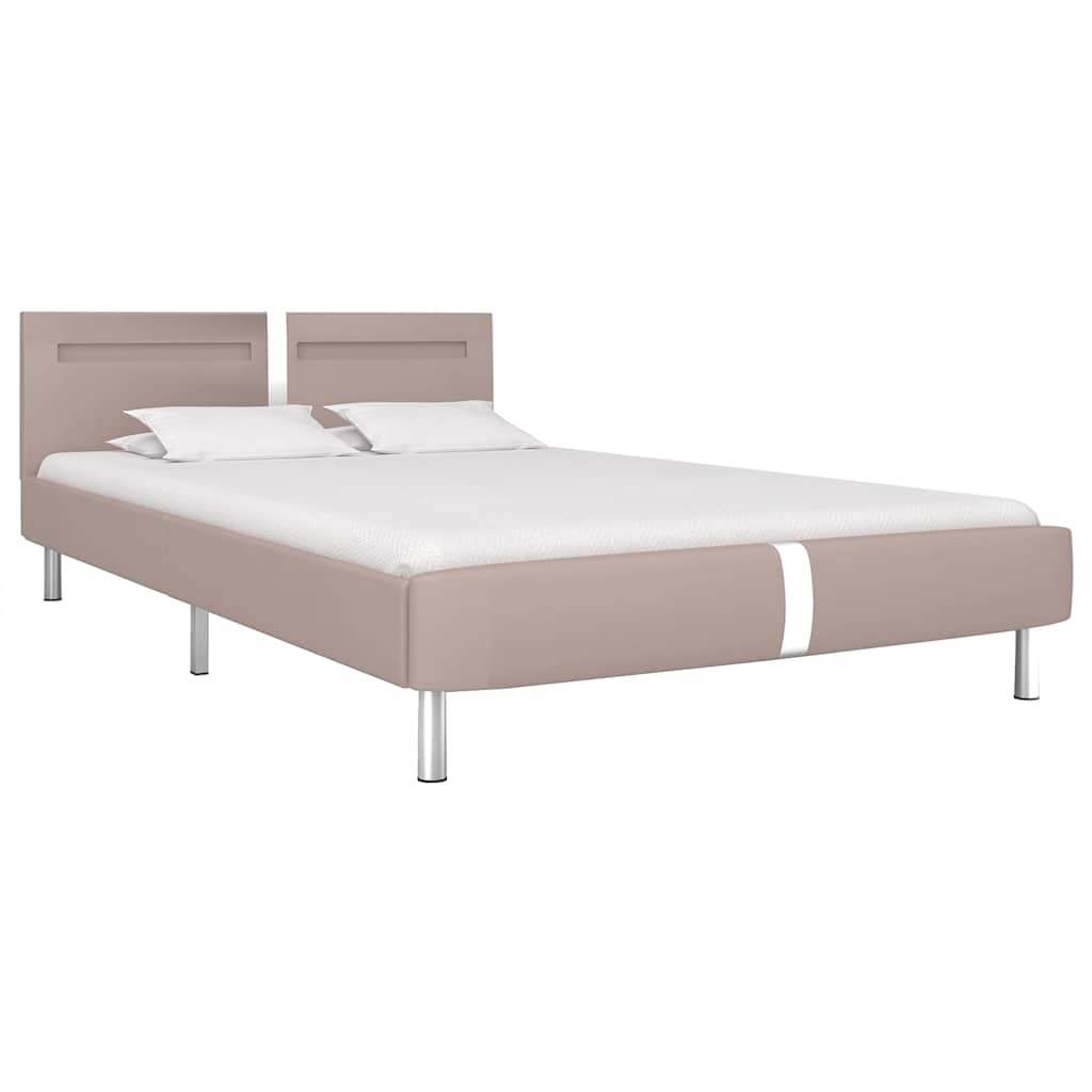 Bed Frame with LED without Mattress Cappuccino 135x190 cm Double