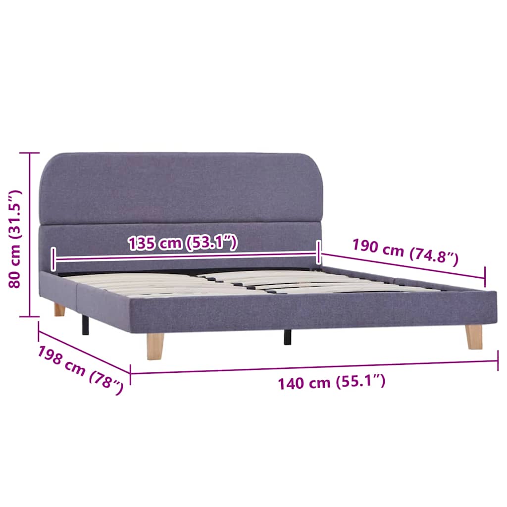 Bed Frame without Mattress Light Grey Fabric 135x190 cm Double