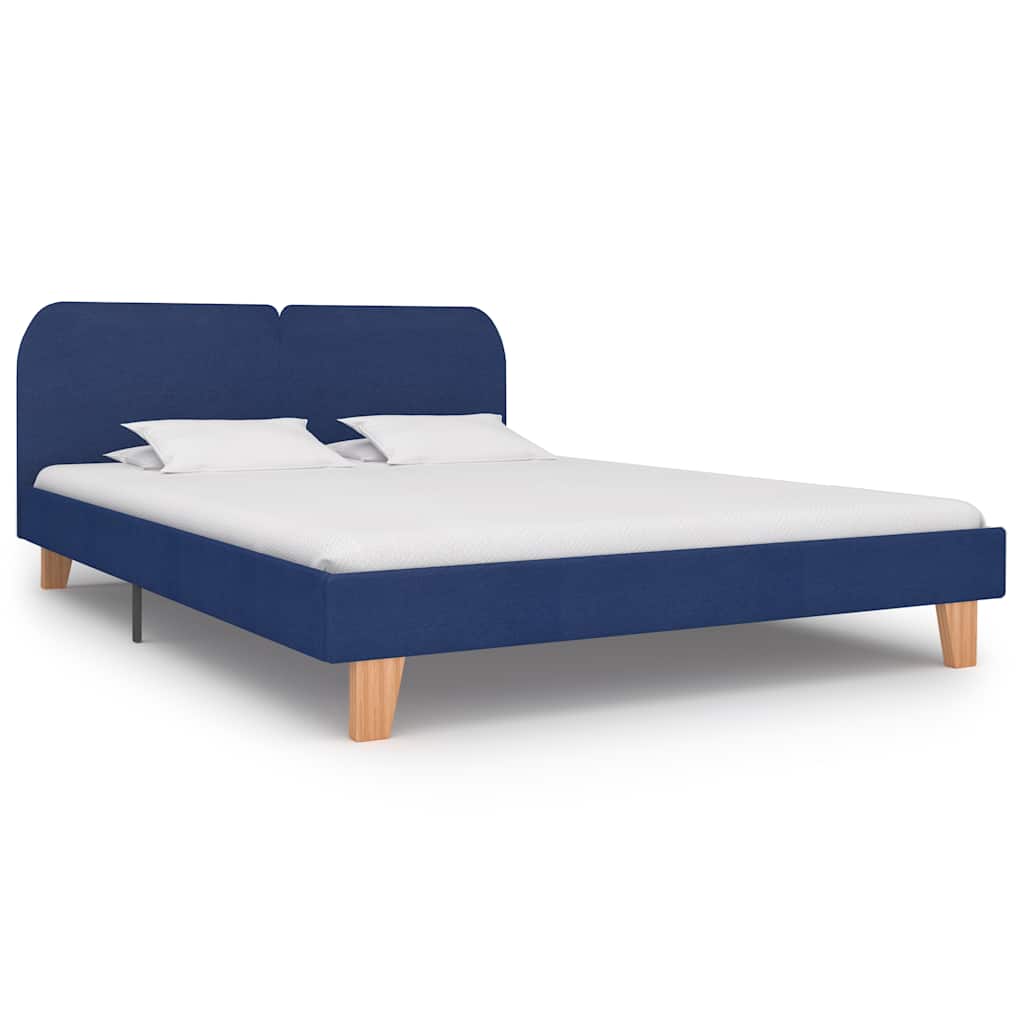 Bed Frame without Mattress Blue Fabric 150x200 cm King Size