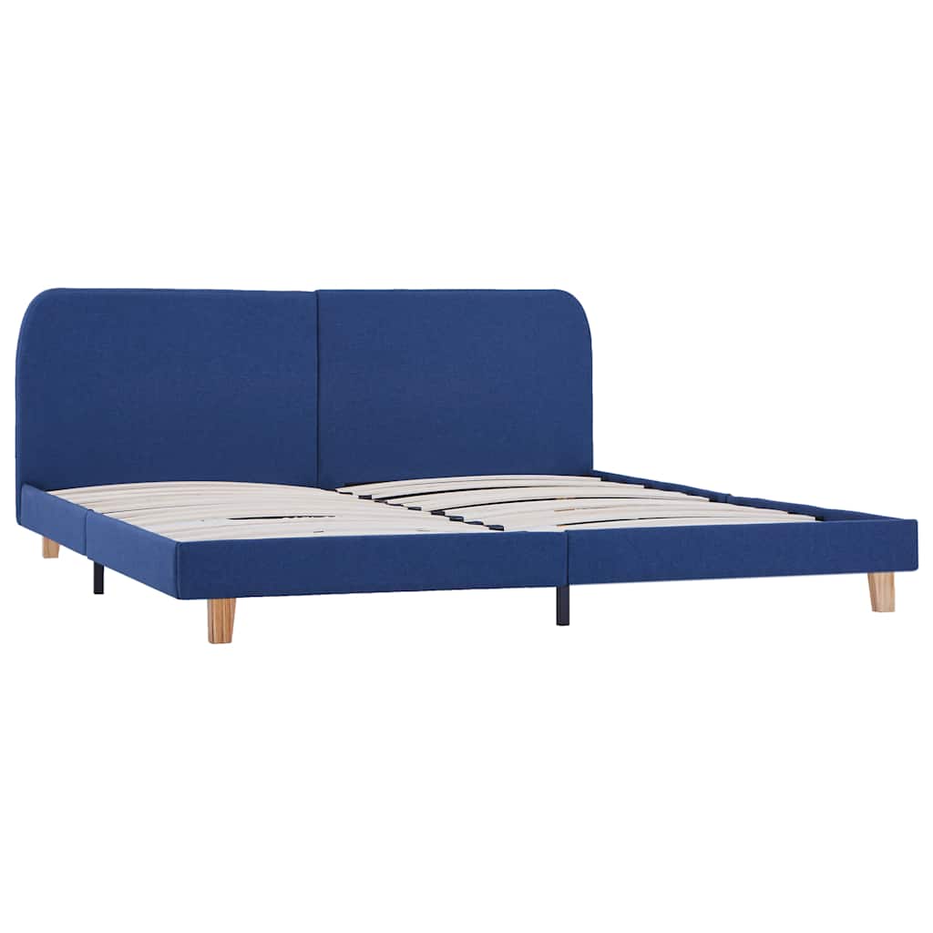 Bed Frame without Mattress Blue Fabric 150x200 cm King Size