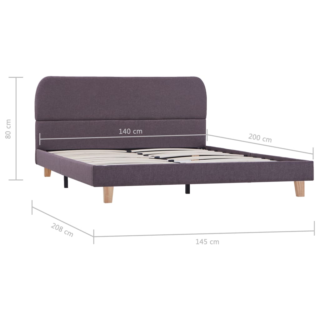 Bed Frame without Mattress Taupe Fabric 135x190 cm Double