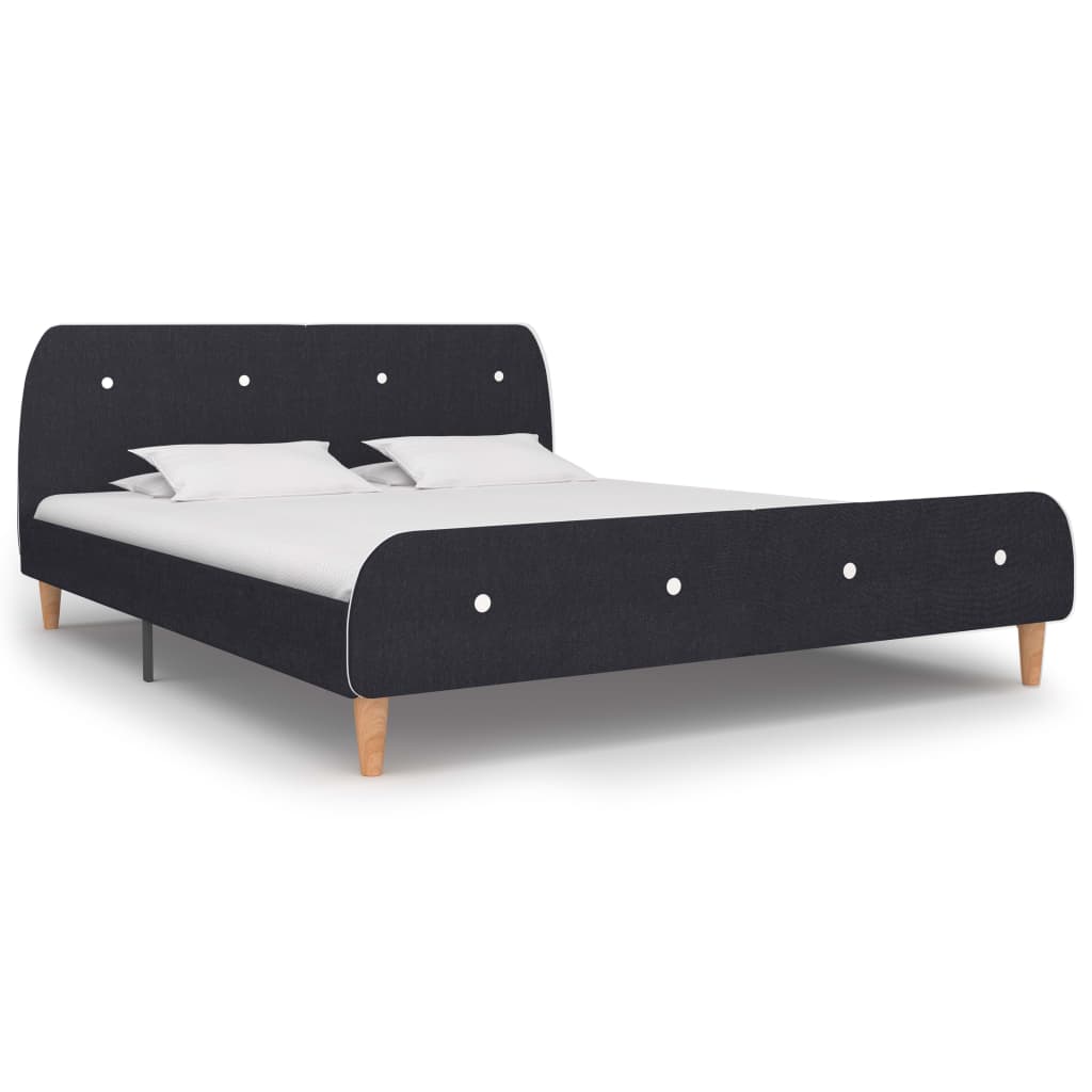Bed Frame without Mattress Dark Grey Fabric 150x200 cm King Size