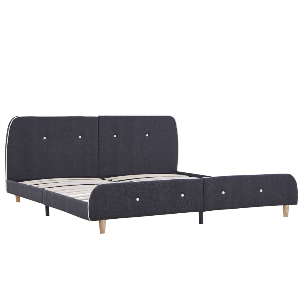 Bed Frame without Mattress Dark Grey Fabric 150x200 cm King Size