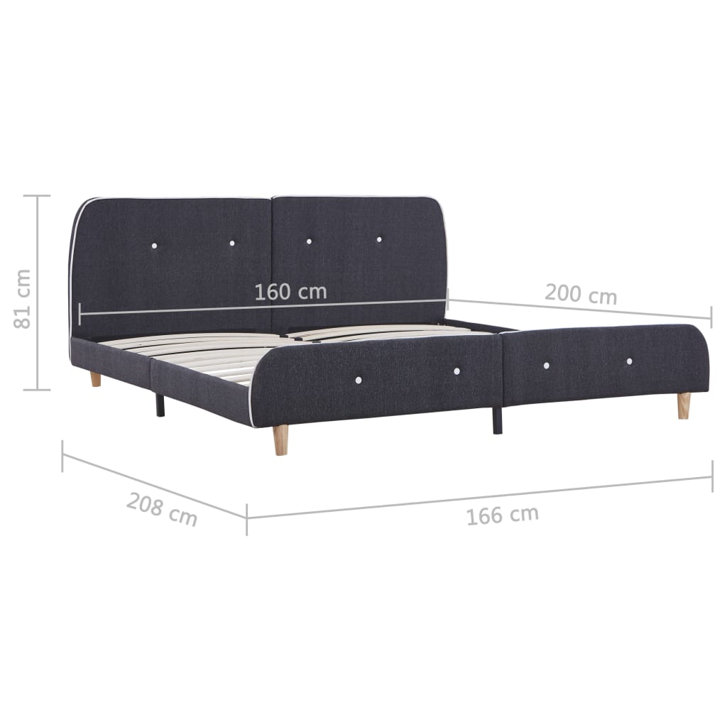Bed Frame without Mattress Dark Grey Fabric 150x200 cm King Size