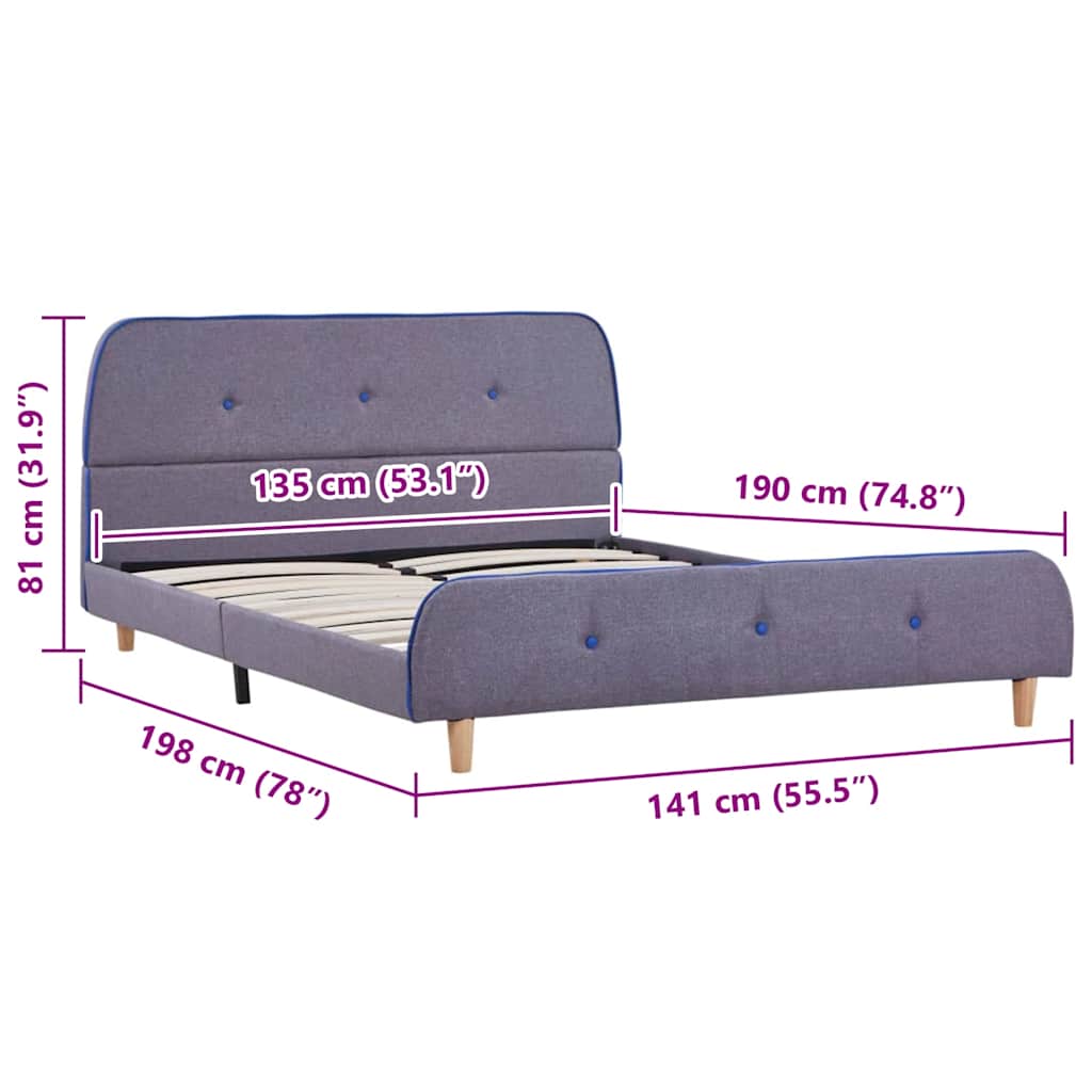 Bed Frame without Mattress Light Grey Fabric 135x190 cm Double