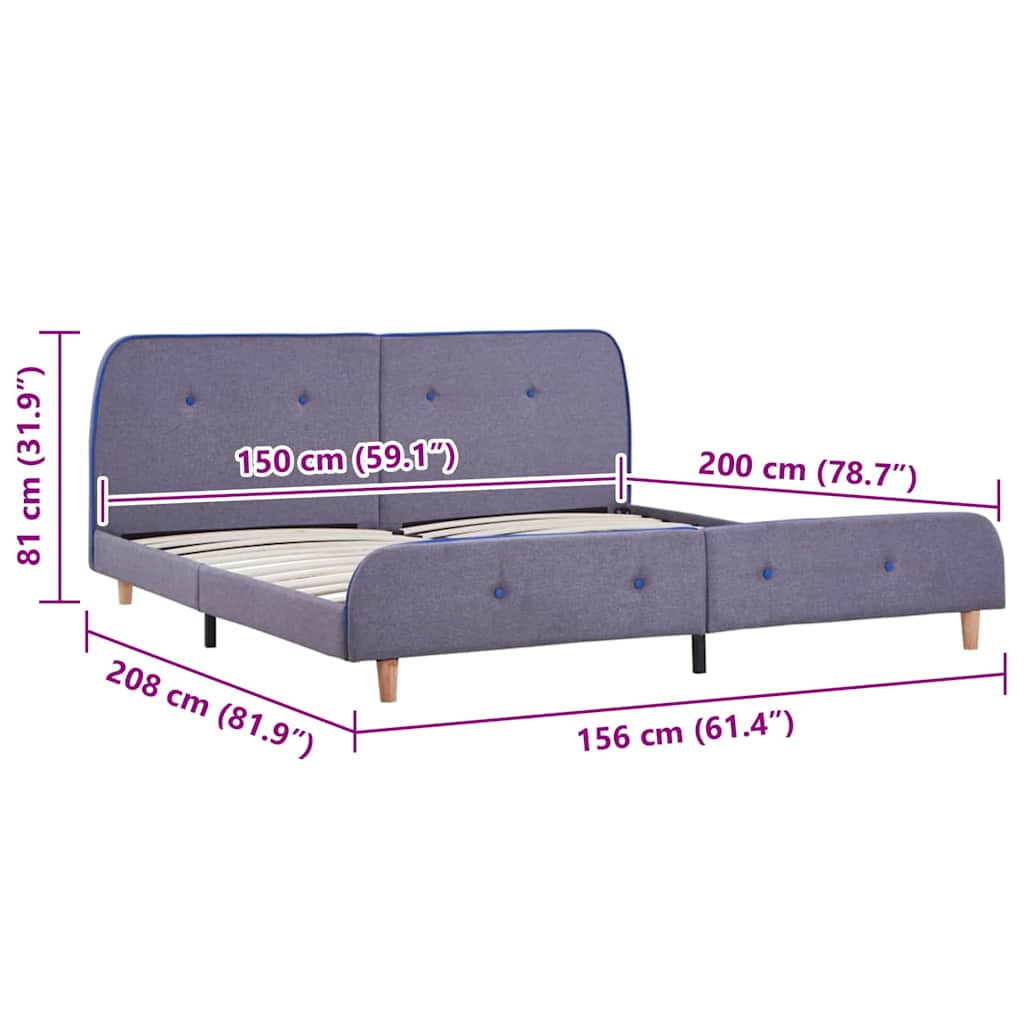 Bed Frame without Mattress Light Grey Fabric 150x200 cm King Size