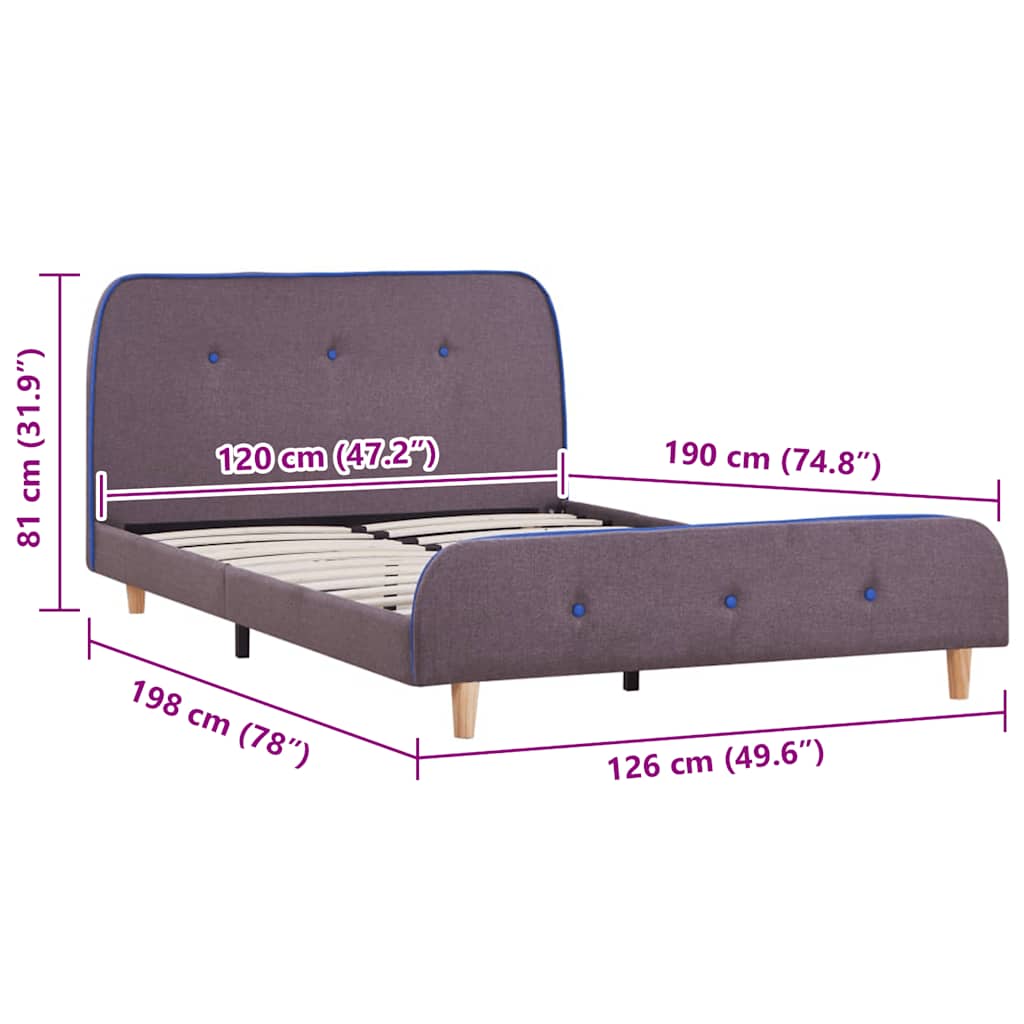 Bed Frame without Mattress Taupe Fabric 120x190 cm Small Double