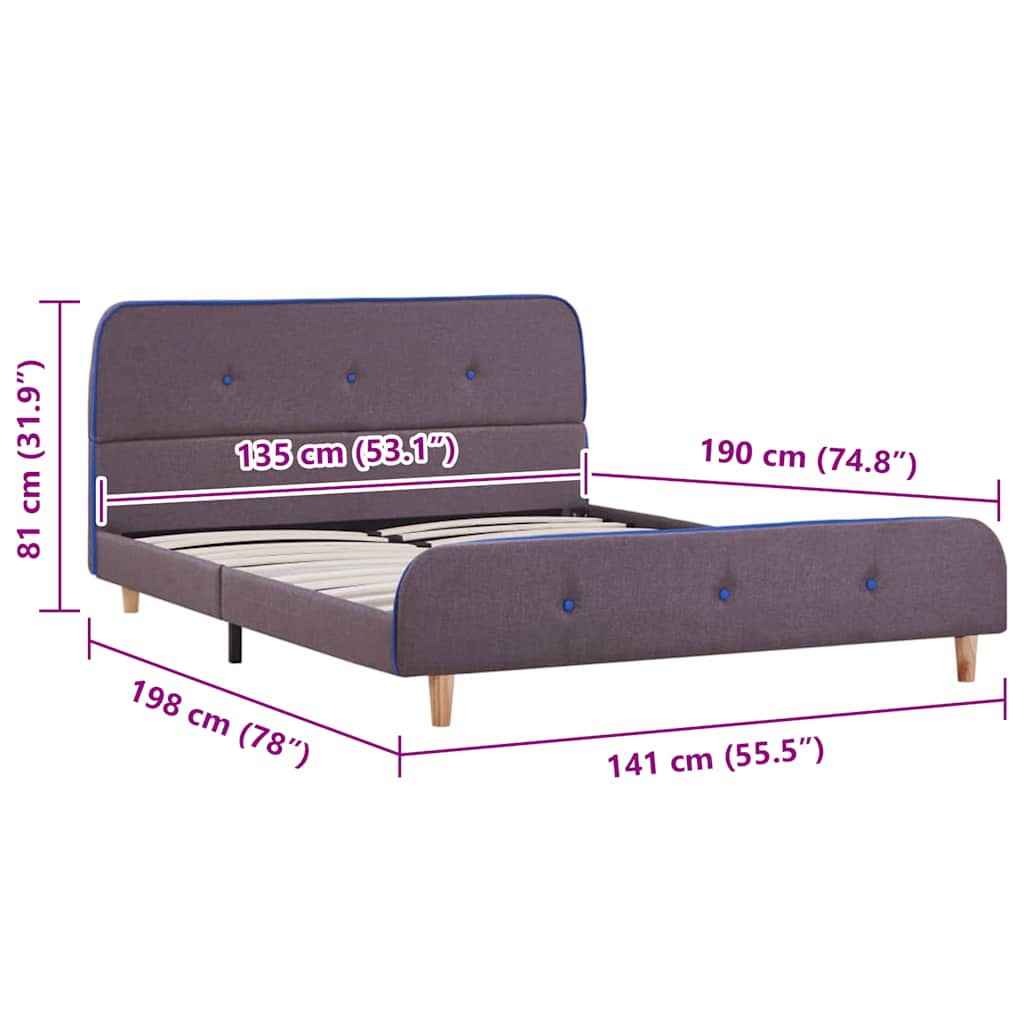 Bed Frame without Mattress Taupe Fabric 135x190 cm Double