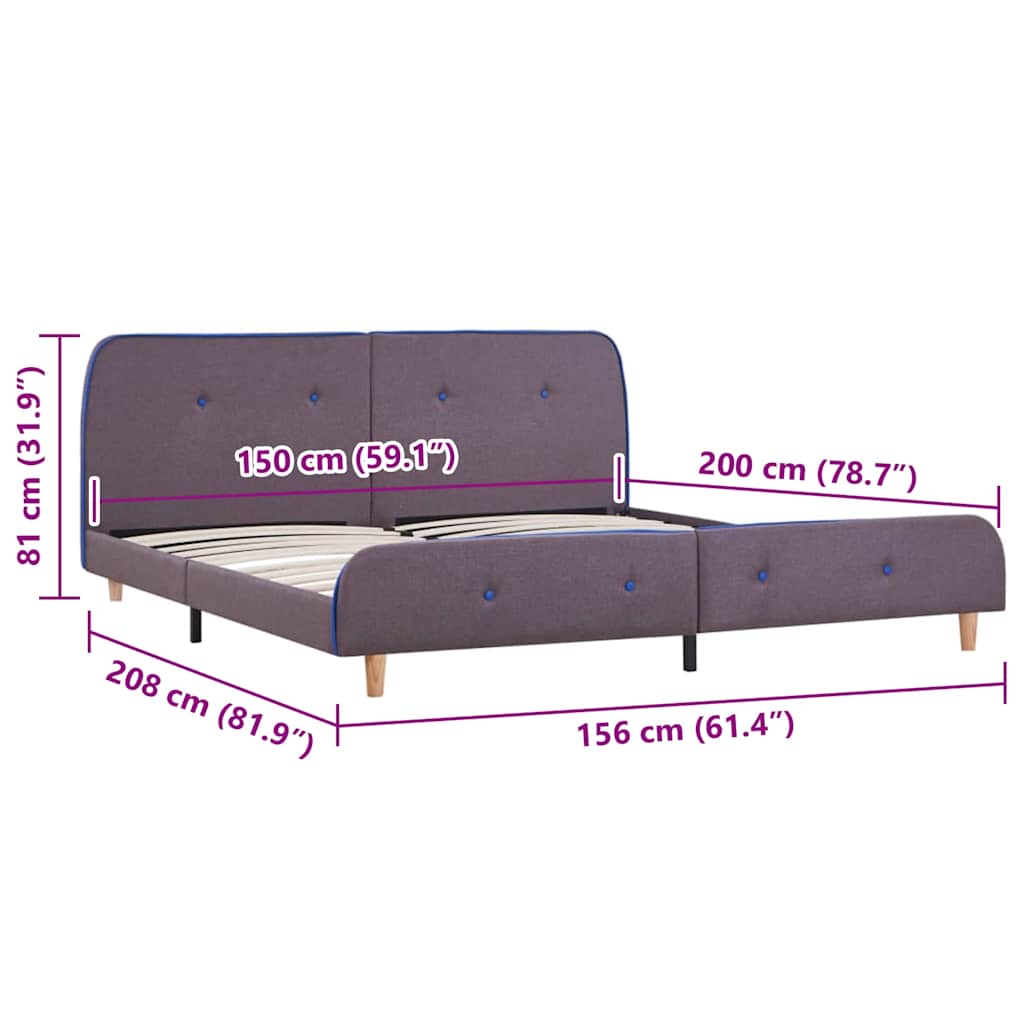 Bed Frame without Mattress Taupe Fabric 150x200 cm King Size