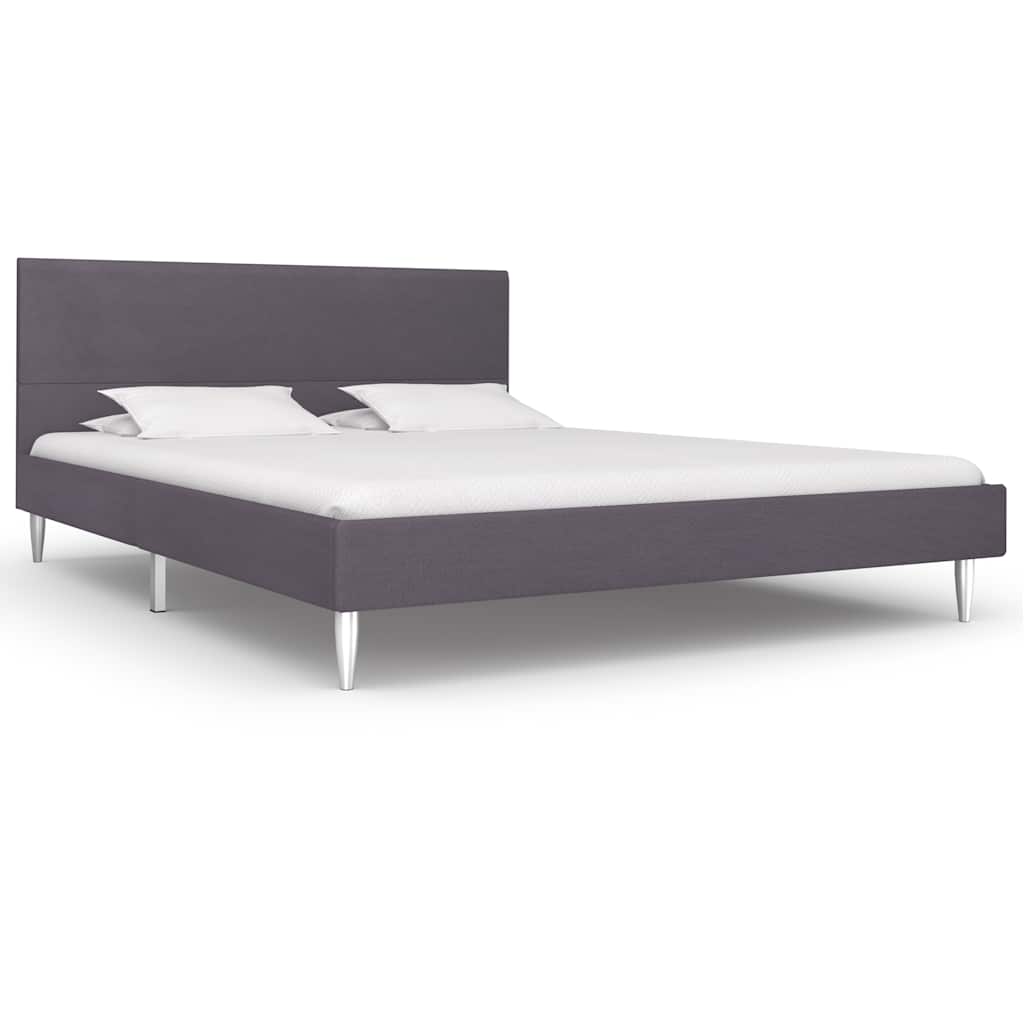 Bed Frame without Mattress Grey Fabric 135x190 cm Double