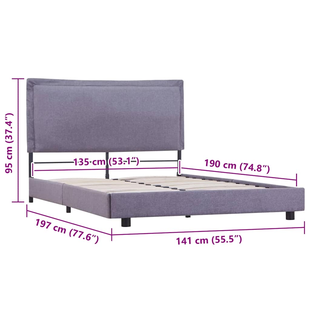 Bed Frame without Mattress Light Grey Fabric 135x190 cm Double