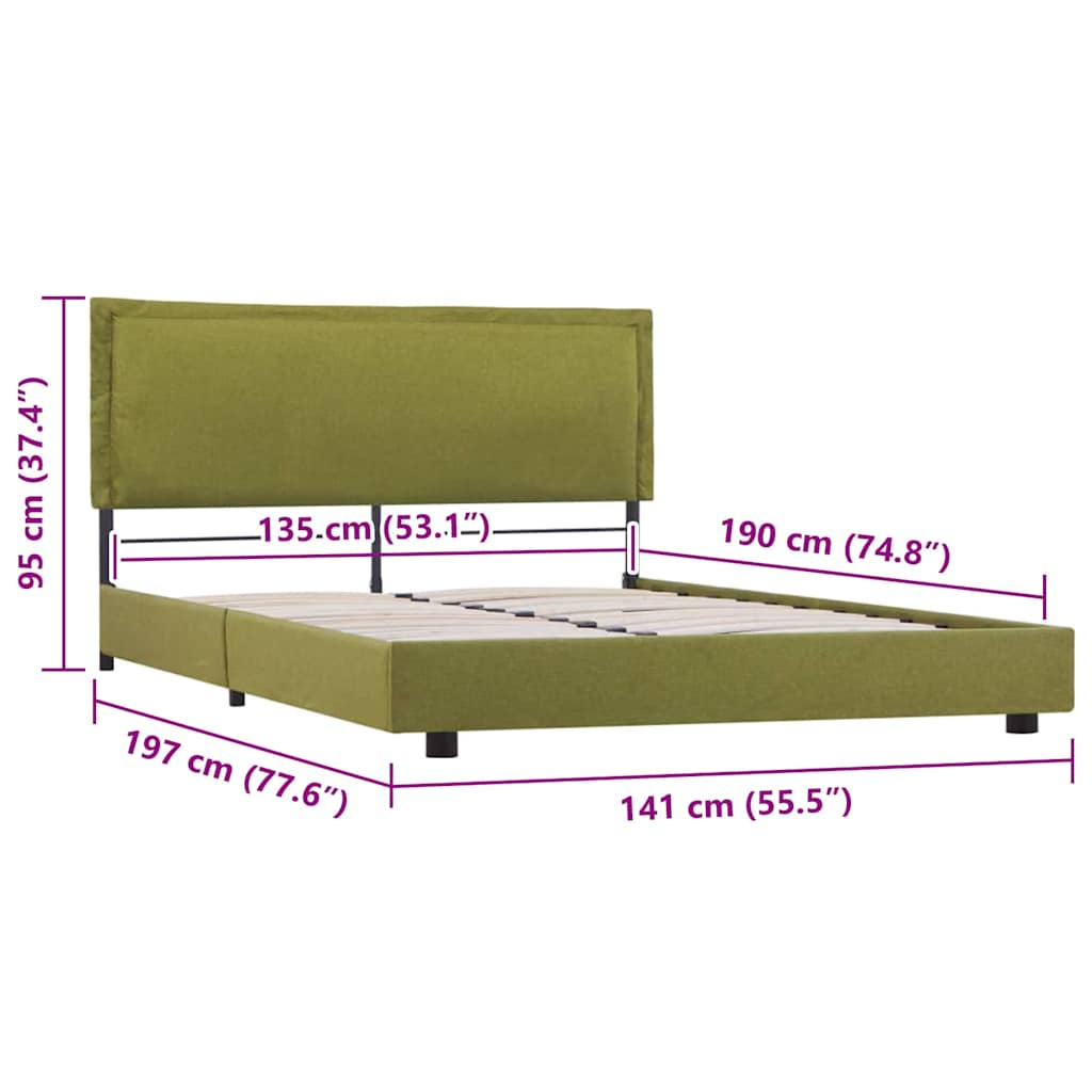 Bed Frame without Mattress Green Fabric 135x190 cm Double