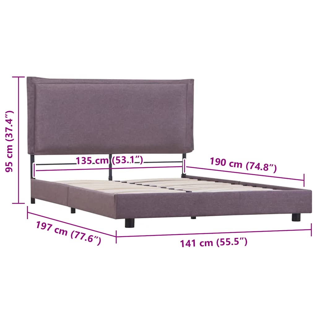 Bed Frame without Mattress Taupe Fabric 135x190 cm Double