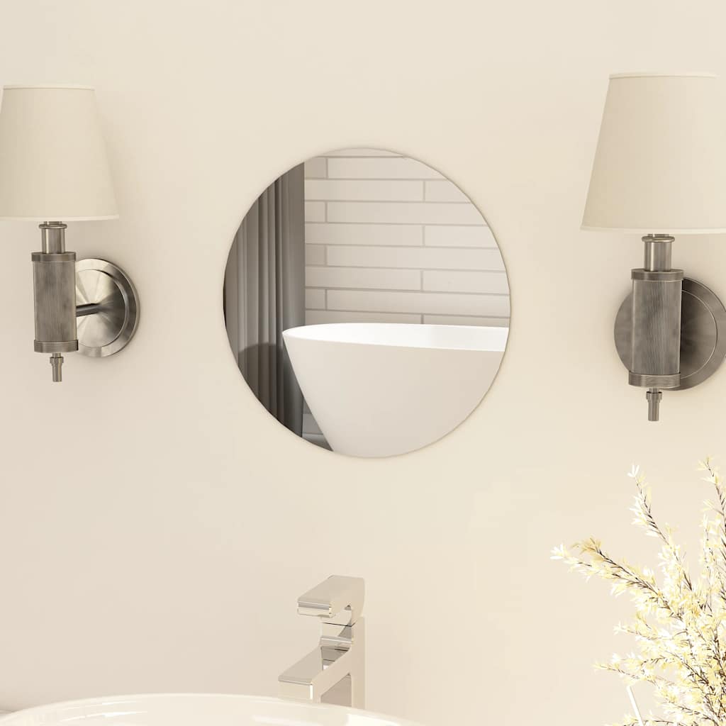 Wall Frameless Mirror With Led Lights Rectangular Glass