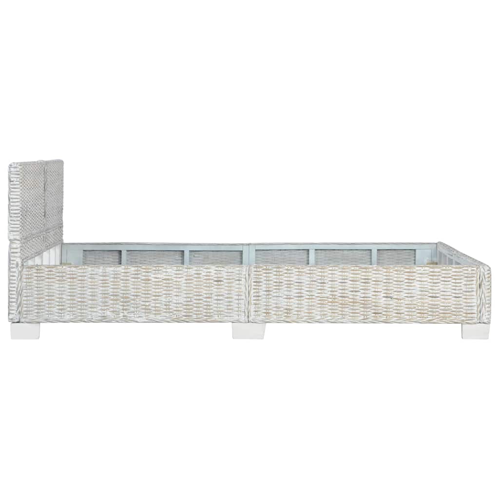 Bed Frame without Mattress Grey Natural Rattan 140x200 cm