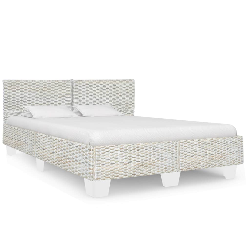 Bed Frame without Mattress Grey Natural Rattan 160x200 cm