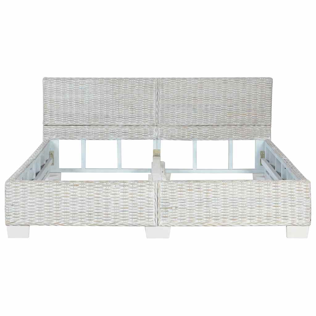 Bed Frame without Mattress Grey Natural Rattan 160x200 cm