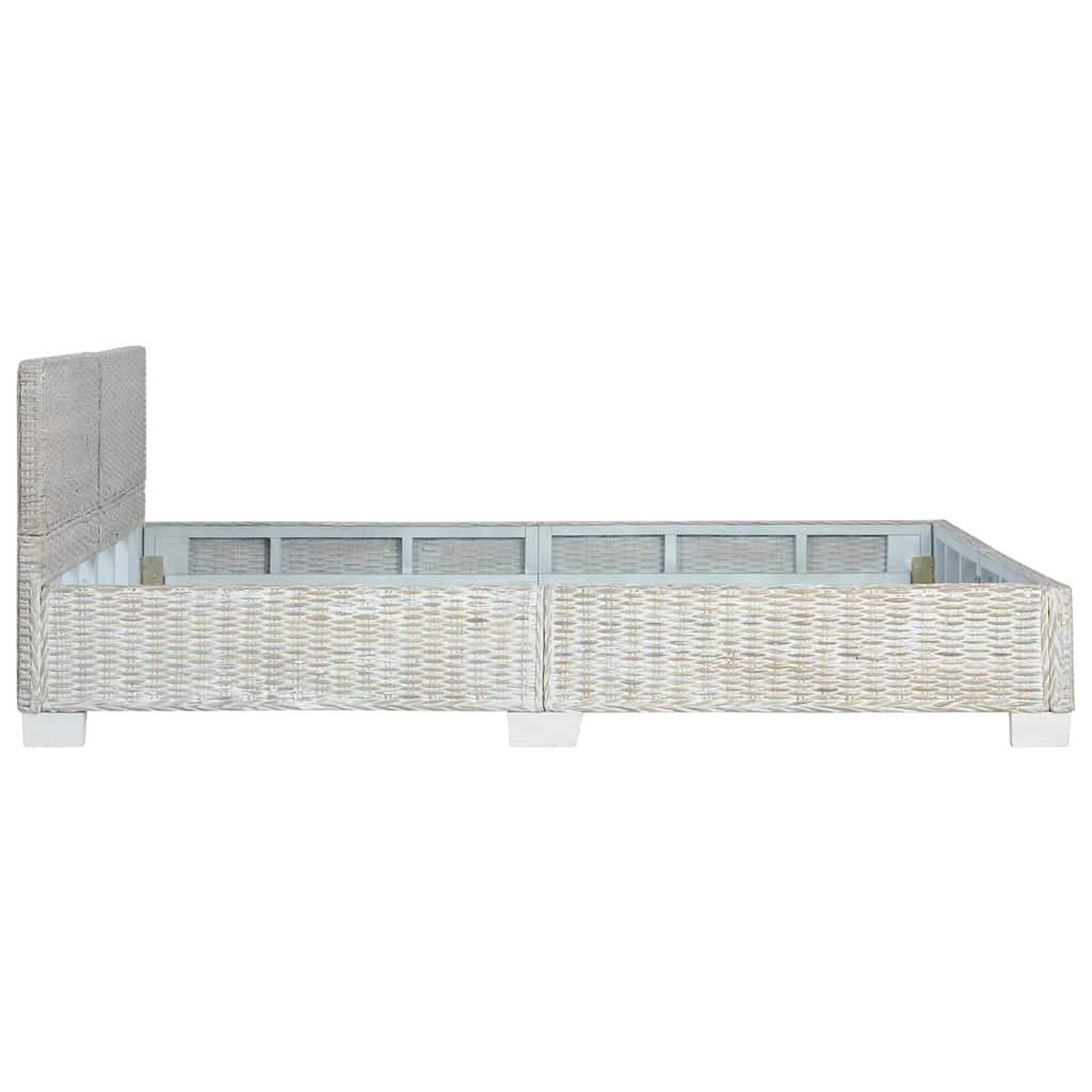 Bed Frame without Mattress Grey Natural Rattan 160x200 cm