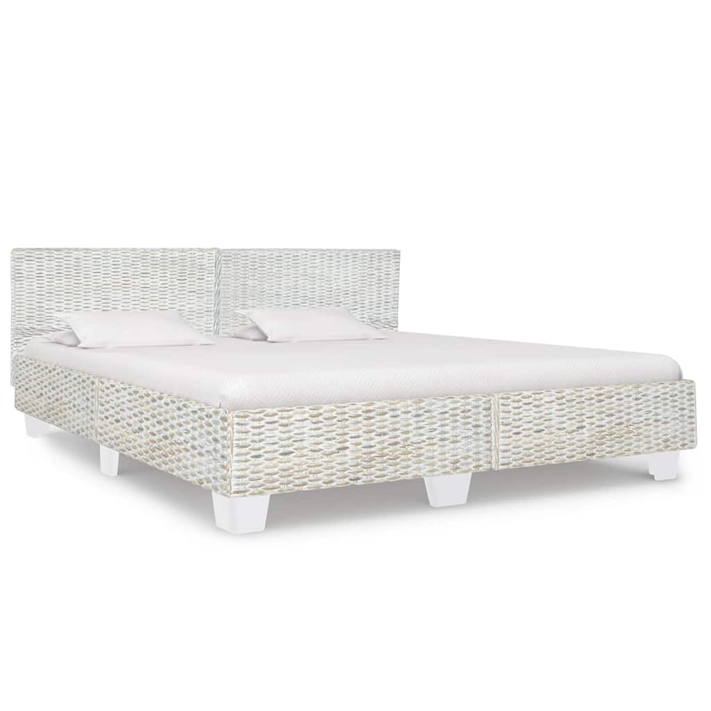 Bed Frame without Mattress Grey Natural Rattan 180x200 cm Super King