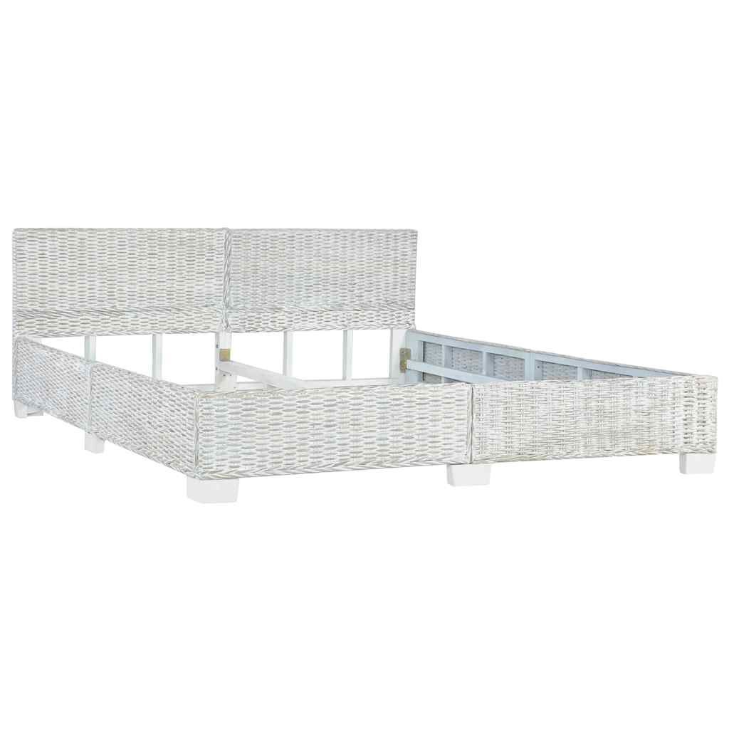 Bed Frame without Mattress Grey Natural Rattan 180x200 cm Super King