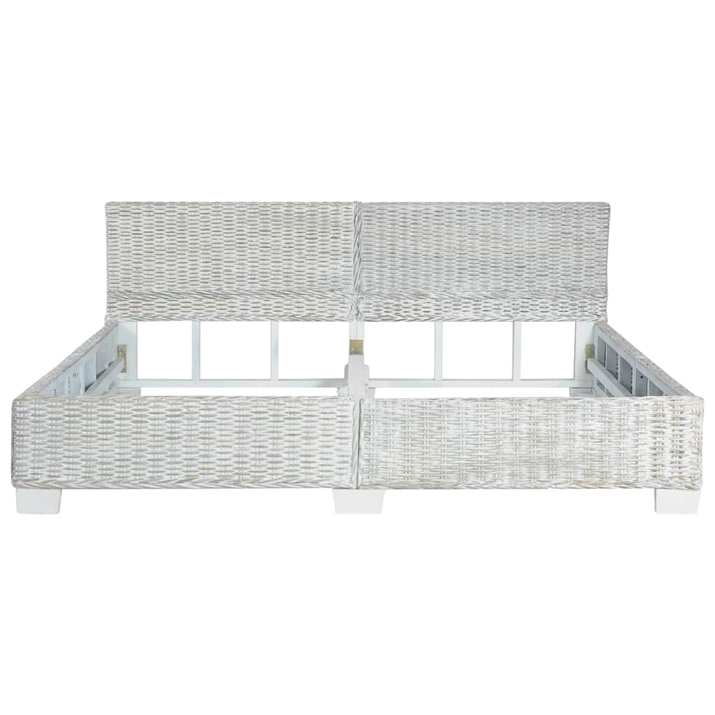 Bed Frame without Mattress Grey Natural Rattan 180x200 cm Super King
